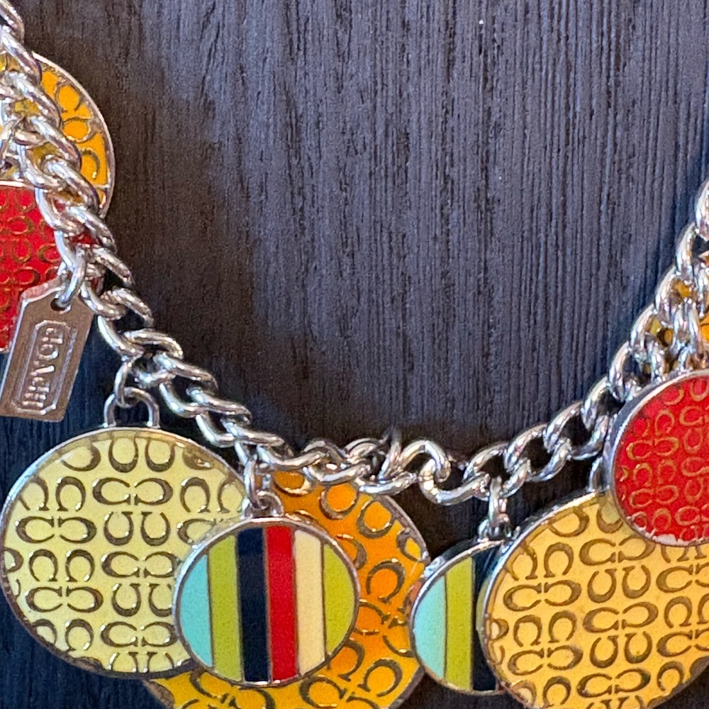 Coach Multicolor Enamel Disc Statement Necklace 2… - image 2